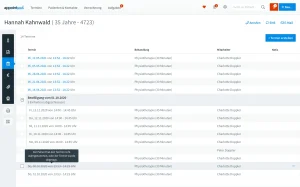 Terminübersicht in der Patientenakte von appointmed